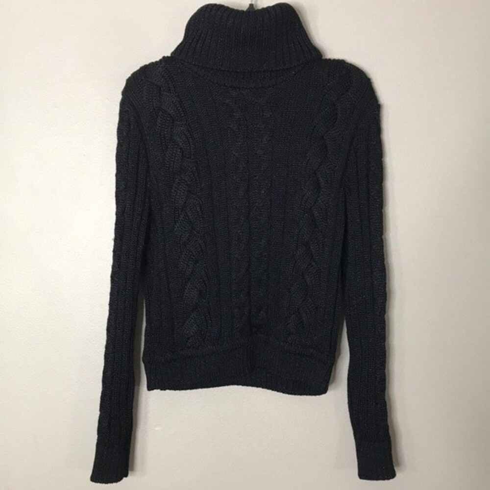 Vintage istante made in Italy black pull over cable knit mock turtleneck sweater